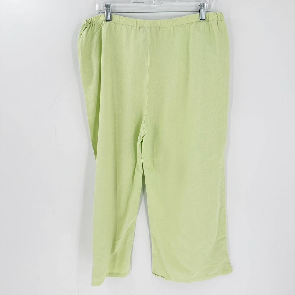 Rachel Rose Green Linen Eyelet Embroidered Wide Leg Pants - Picture 9 of 12